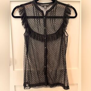 Banana Republic Sheer Button Sleeveless Top